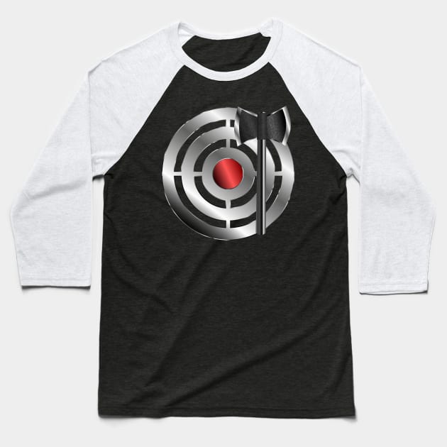 Silver Target w/ Red Bullseye Throwing Axe Kit Baseball T-Shirt by geodesyn